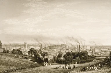 General View of Stockport, Lancashire showing cotton mills